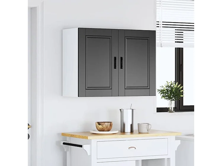 Armoire murale de cuisine Porto noir bois d'ingénierie