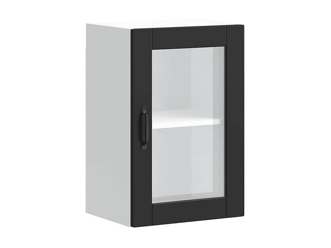 Armoire murale de cuisine avec porte en verre Porto noir