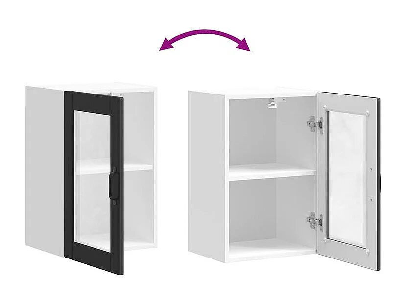 Armoire murale de cuisine avec porte en verre Porto noir
