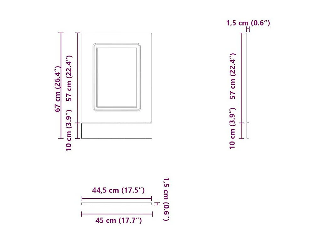 Panneau de lave-vaisselle Kalmar blanc 45x1,5x67