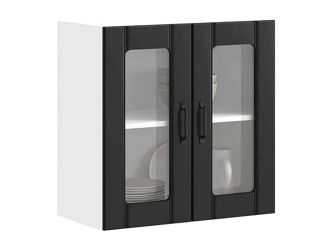 Armoire murale de cuisine avec porte en verre Lucca noir