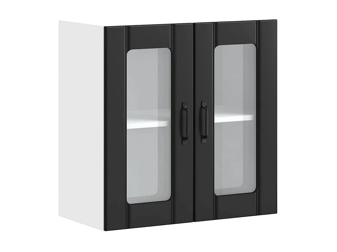 Armoire murale de cuisine avec porte en verre Lucca noir