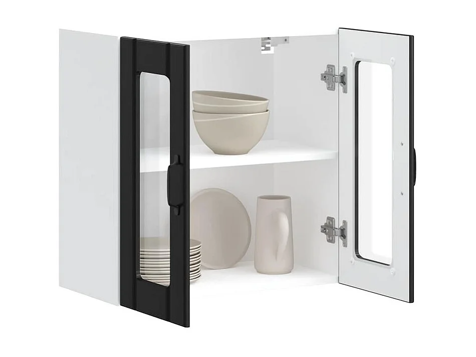 Armoire murale de cuisine avec porte en verre Lucca noir