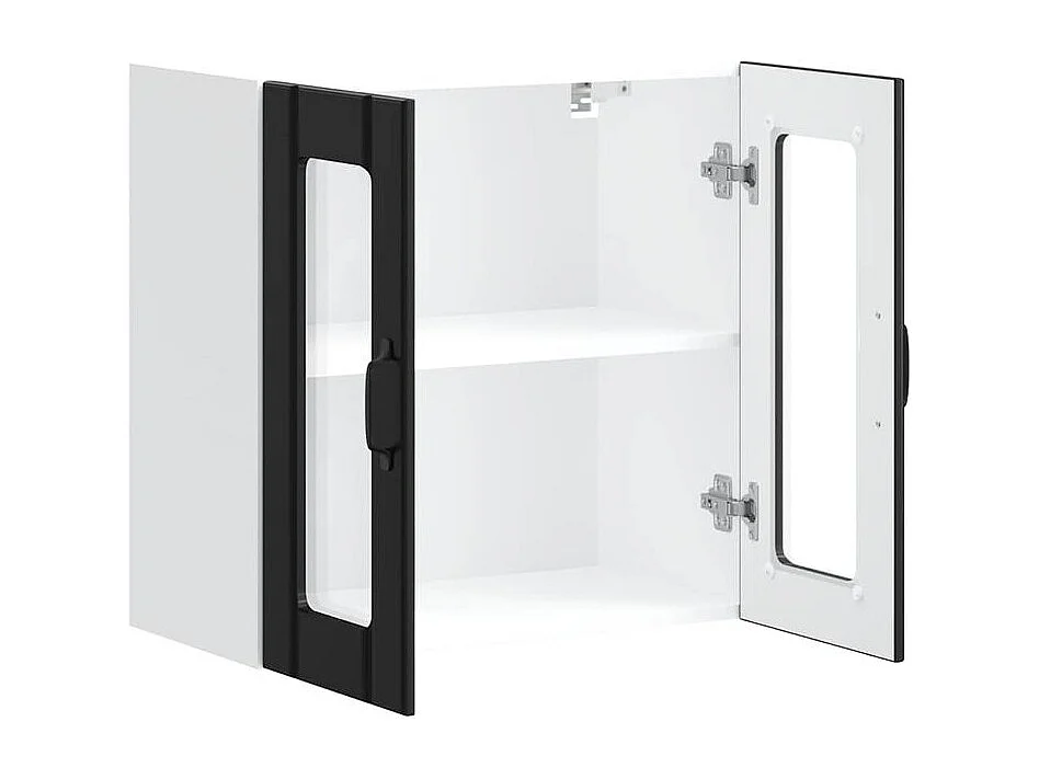Armoire murale de cuisine avec porte en verre Lucca noir