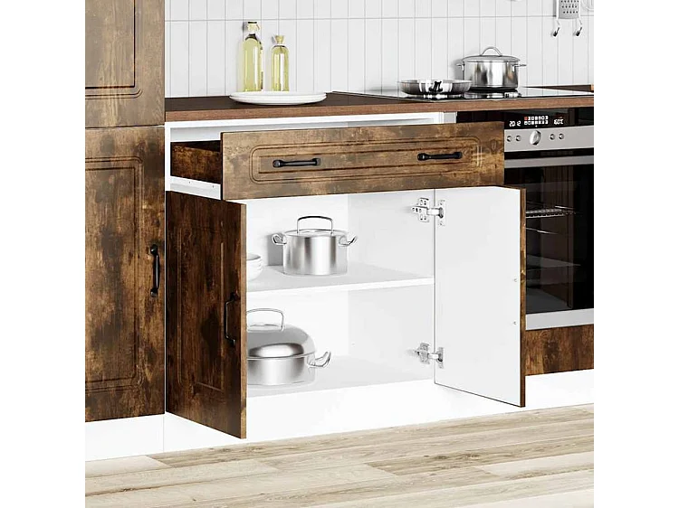 Armoire de cuisine Kalmar chêne fumé bois d'ingénierie