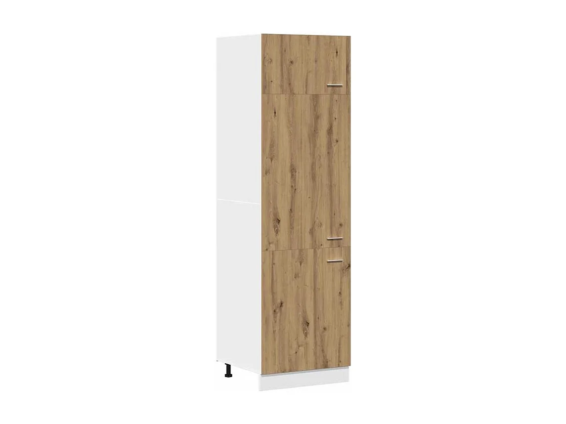 Armoire de réfrigérateur chêne artisanal 60x57x207