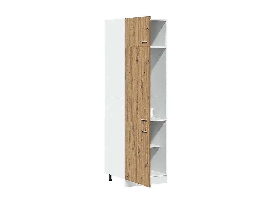 Armoire de réfrigérateur chêne artisanal 60x57x207