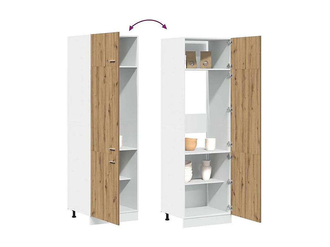 Armoire de réfrigérateur chêne artisanal 60x57x207