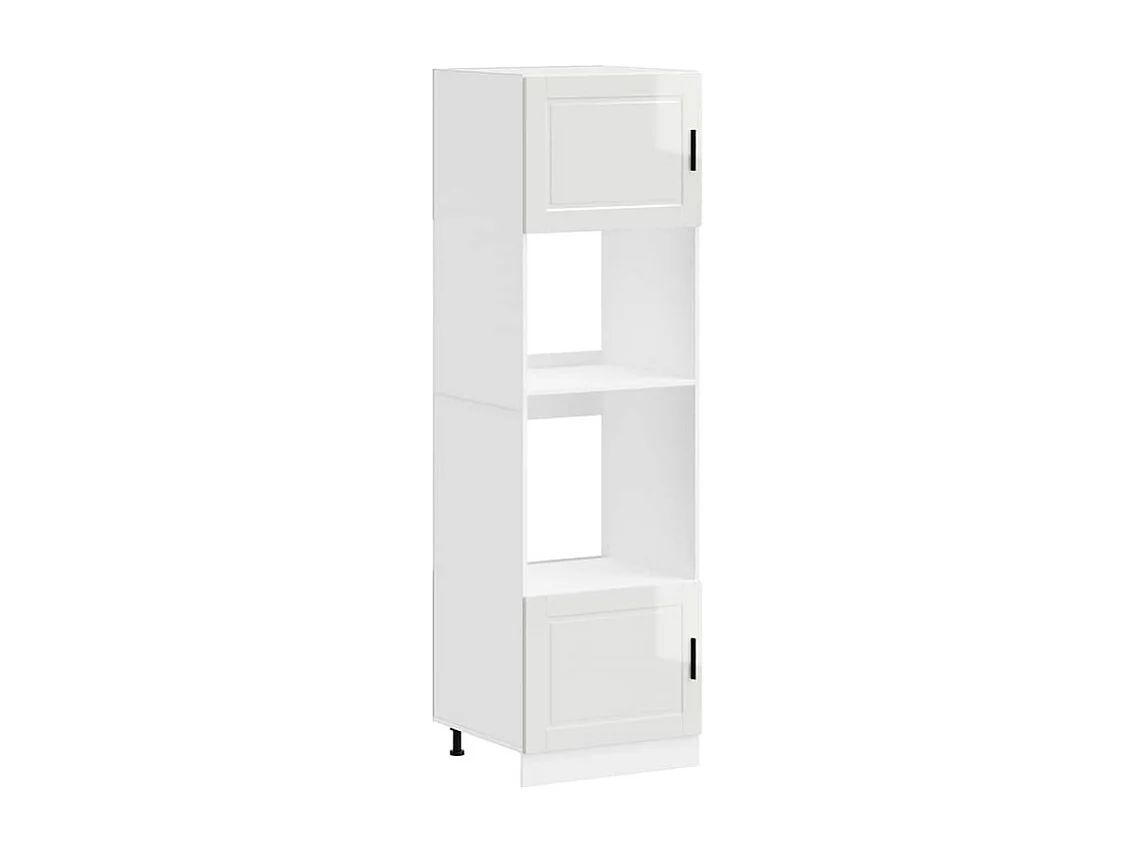 Armoire de four 2 pc Porto blanc brillant bois d'ingénierie
