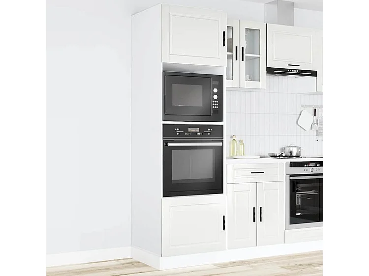 Armoire de four 2 pc Porto blanc brillant bois d'ingénierie