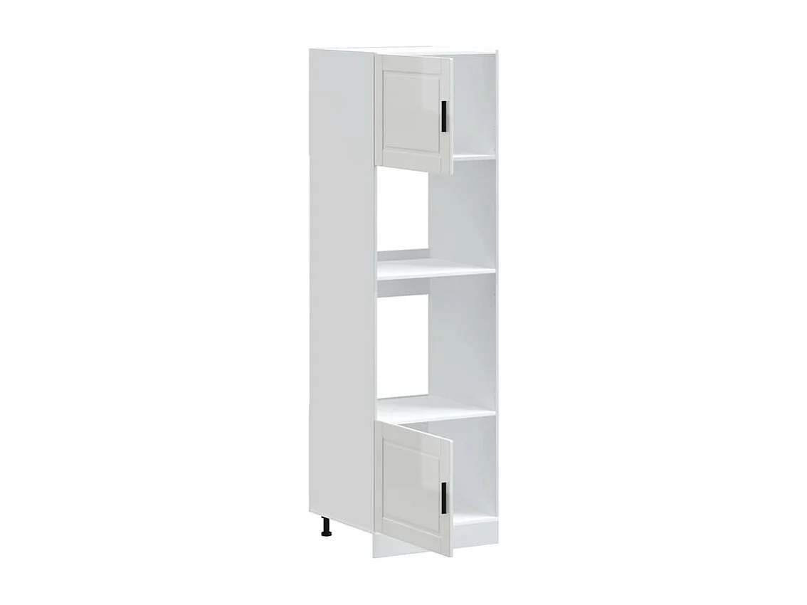 Armoire de four 2 pc Porto blanc brillant bois d'ingénierie