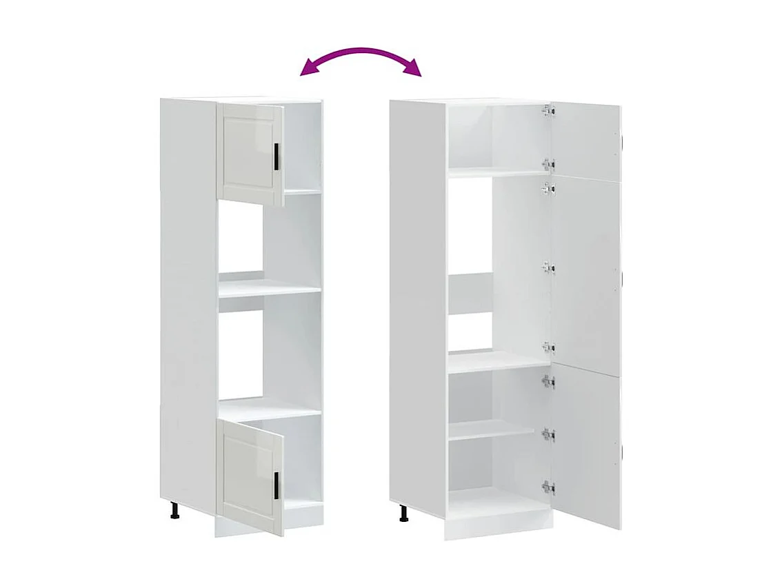 Armoire de four 2 pc Porto blanc brillant bois d'ingénierie