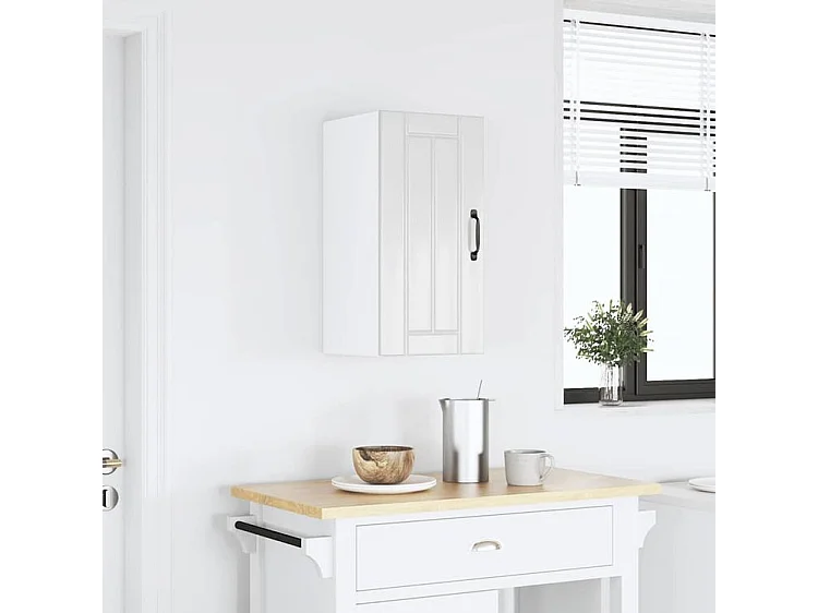 Armoire murale de cuisine Lucca blanc brillant bois ingénierie