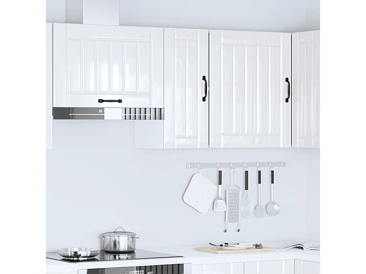 Armoire murale de cuisine Lucca blanc brillant bois ingénierie