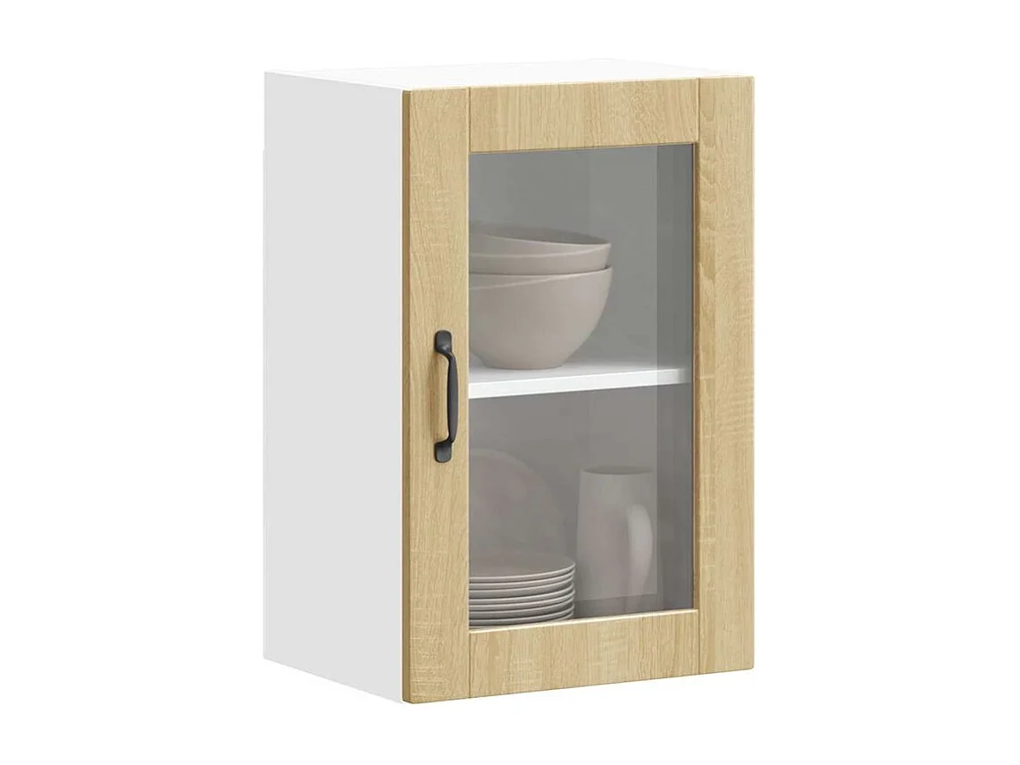 Armoire murale de cuisine et porte en verre Porto chêne sonoma