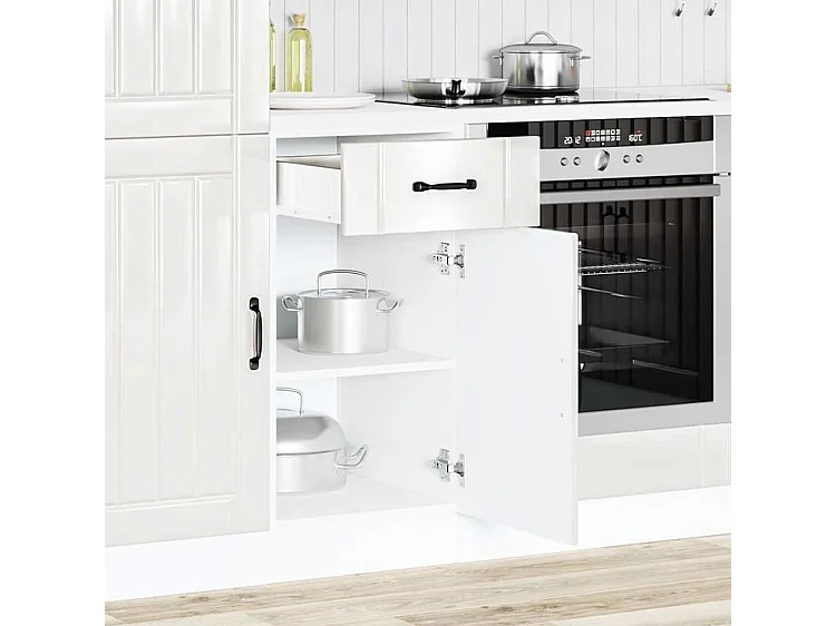 Armoire de cuisine Lucca blanc brillant bois ingénierie