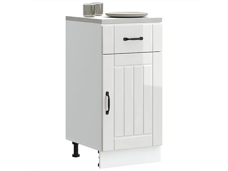 Armoire de cuisine Lucca blanc brillant bois ingénierie
