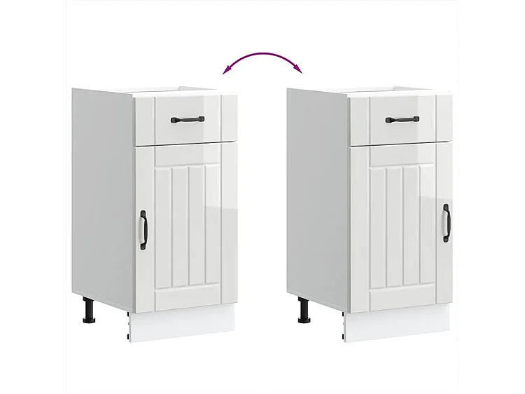 Armoire de cuisine Lucca blanc brillant bois ingénierie