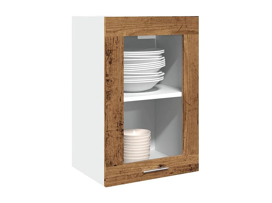 Armoire en verre suspendue vieux bois 40x31x60