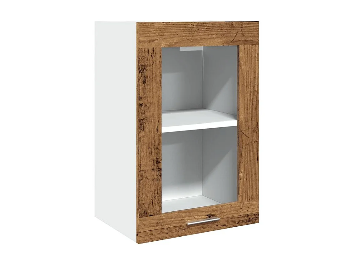 Armoire en verre suspendue vieux bois 40x31x60