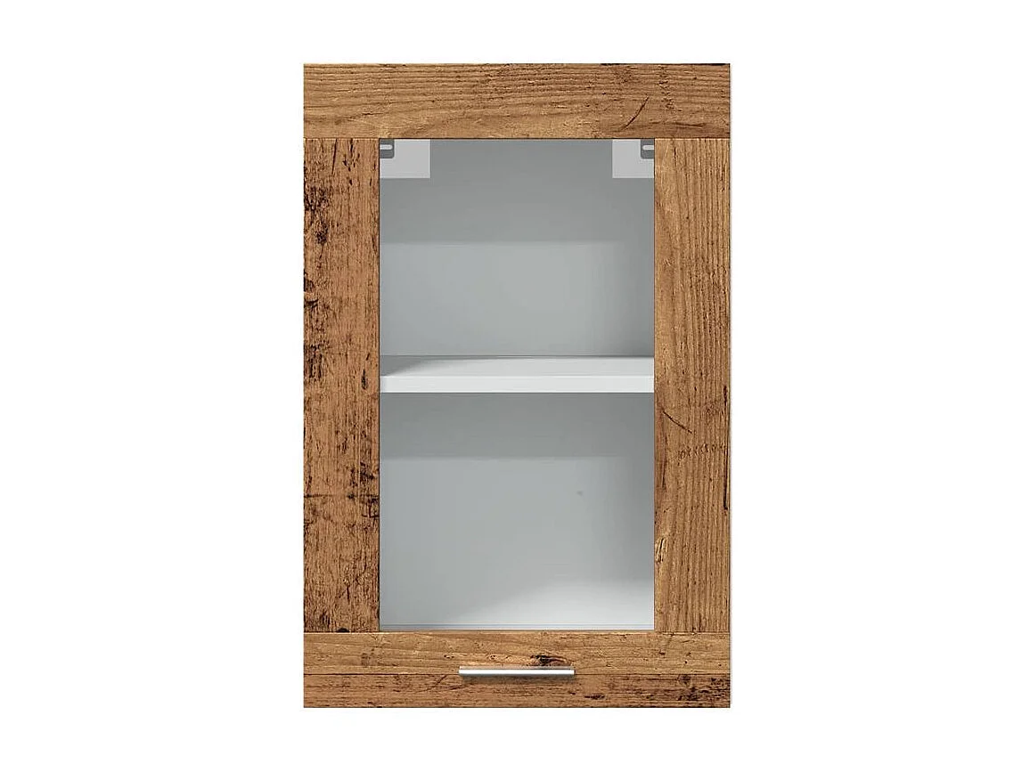 Armoire en verre suspendue vieux bois 40x31x60