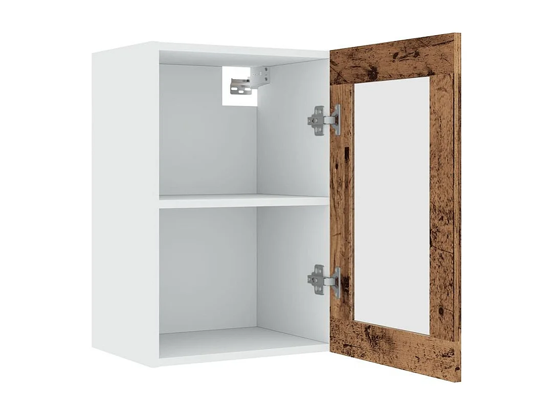 Armoire en verre suspendue vieux bois 40x31x60