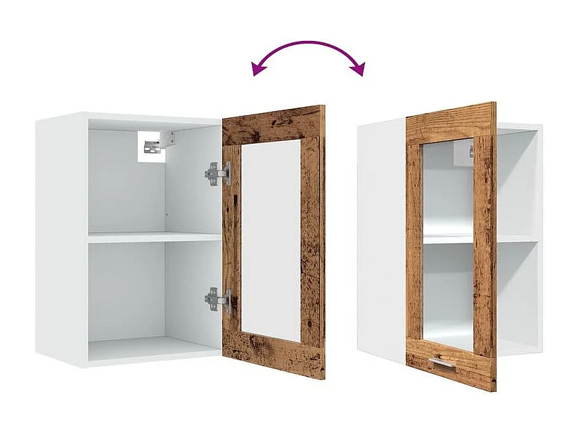 Armoire en verre suspendue vieux bois 40x31x60