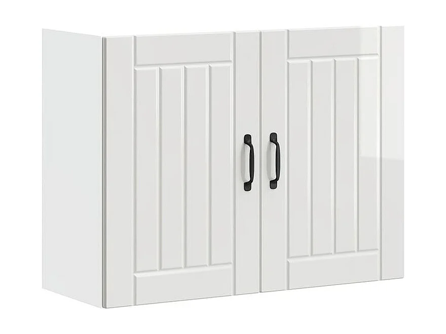 Armoire murale de cuisine Lucca blanc brillant bois ingénierie