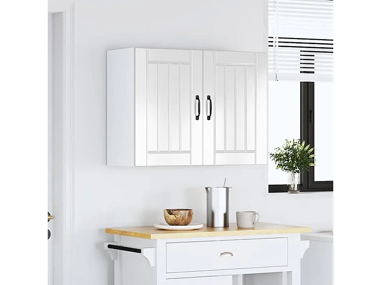 Armoire murale de cuisine Lucca blanc brillant bois ingénierie