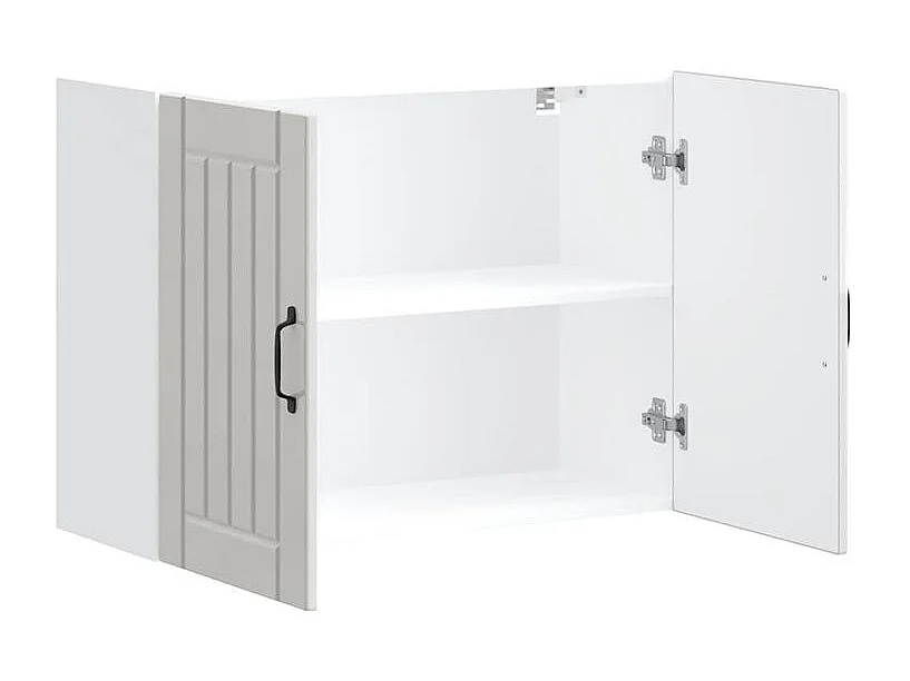Armoire murale de cuisine Lucca blanc brillant bois ingénierie