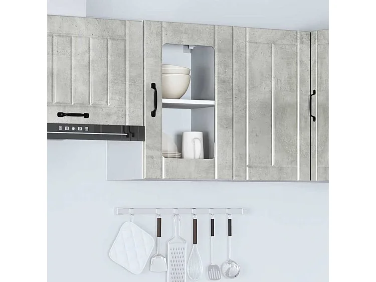 Armoire murale de cuisine avec porte en verre Lucca gris béton