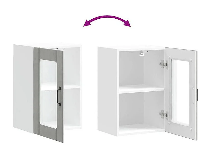 Armoire murale de cuisine avec porte en verre Lucca gris béton