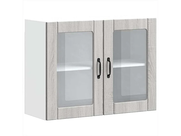 Armoire murale de cuisine et porte en verre Lucca sonoma gris