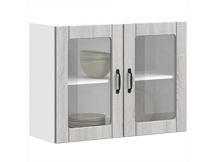 Armoire murale de cuisine et porte en verre Lucca sonoma gris