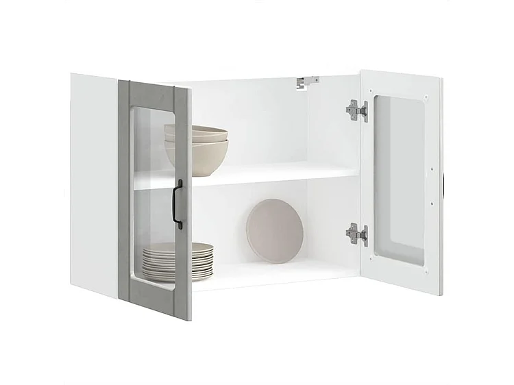 Armoire murale de cuisine avec porte en verre Lucca gris béton