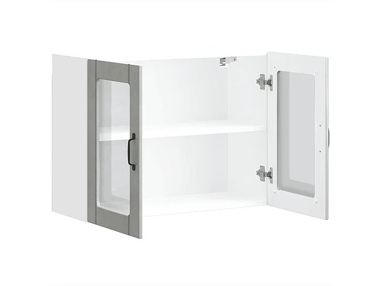 Armoire murale de cuisine avec porte en verre Lucca gris béton