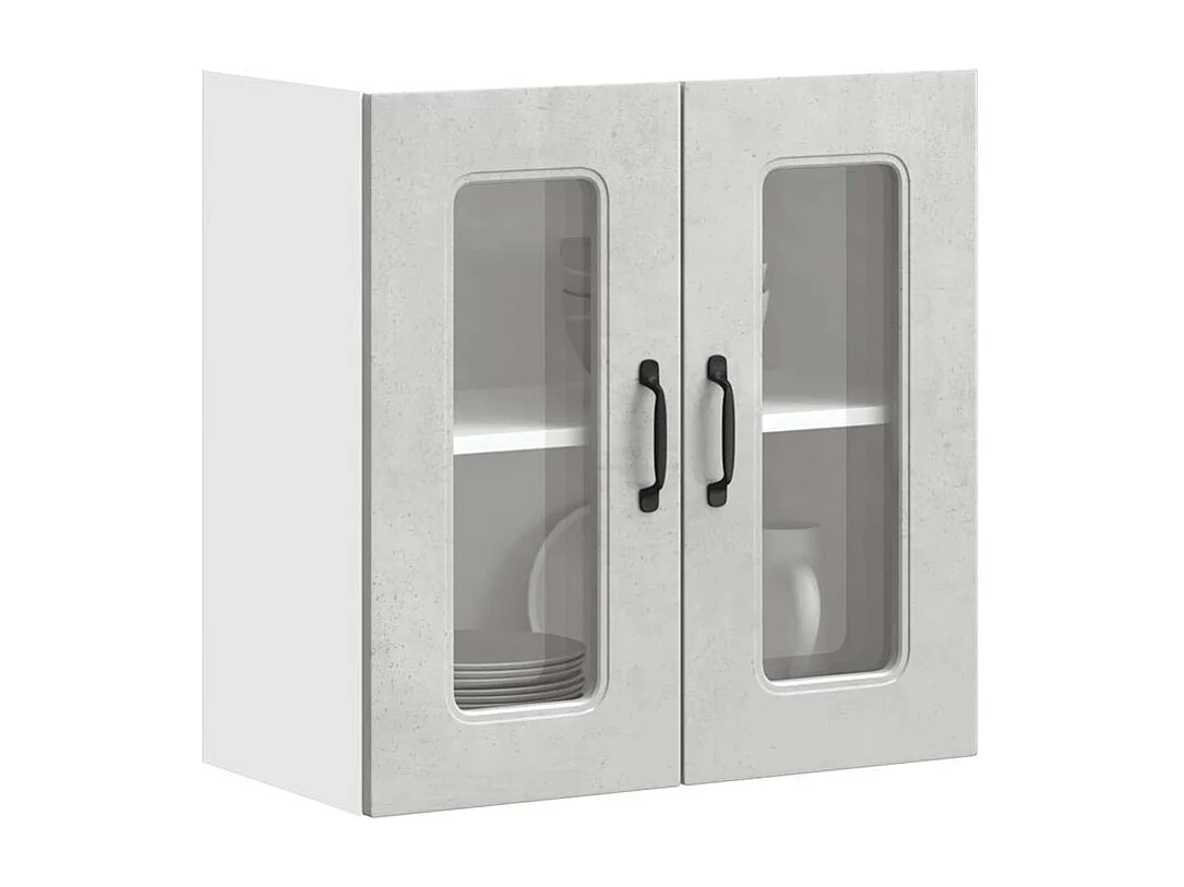 Armoire murale de cuisine avec porte en verre Kalmar gris béton