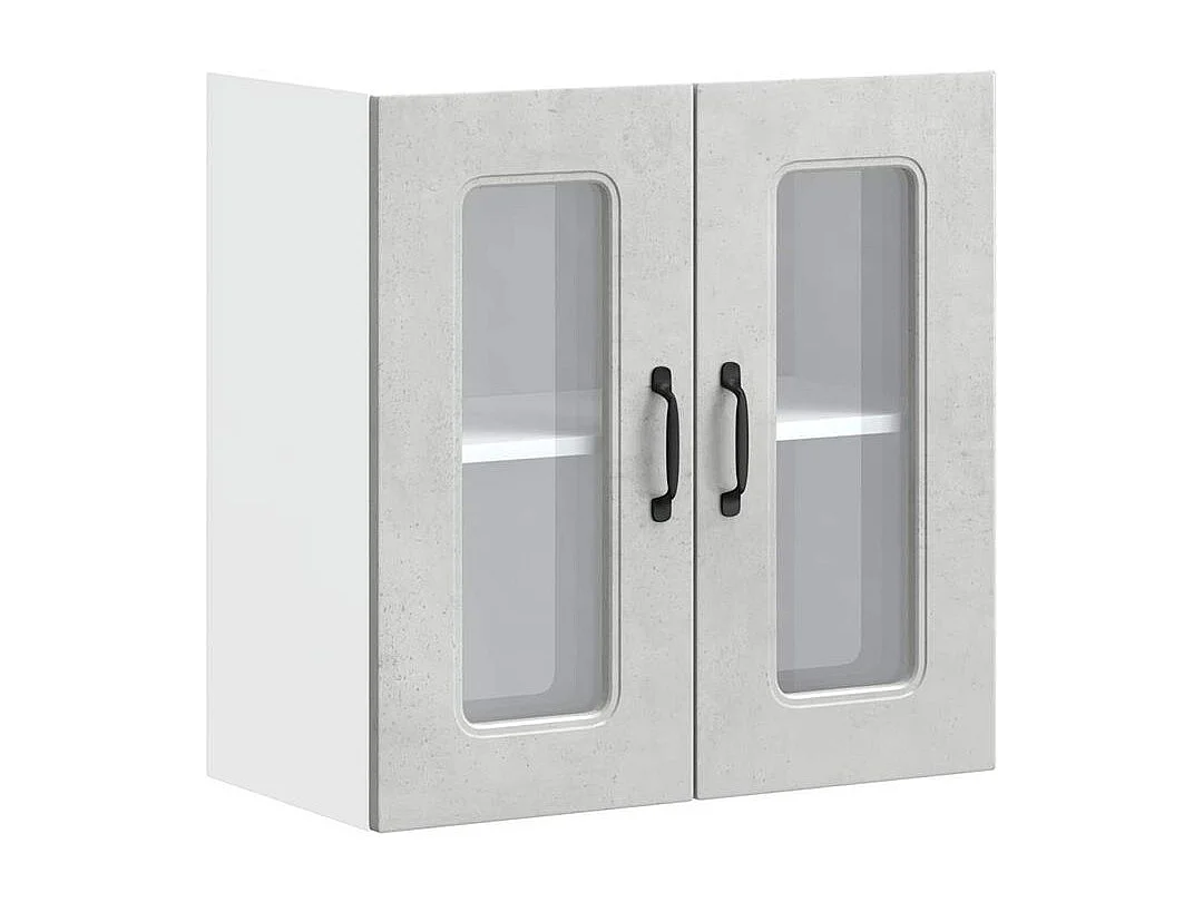 Armoire murale de cuisine avec porte en verre Kalmar gris béton