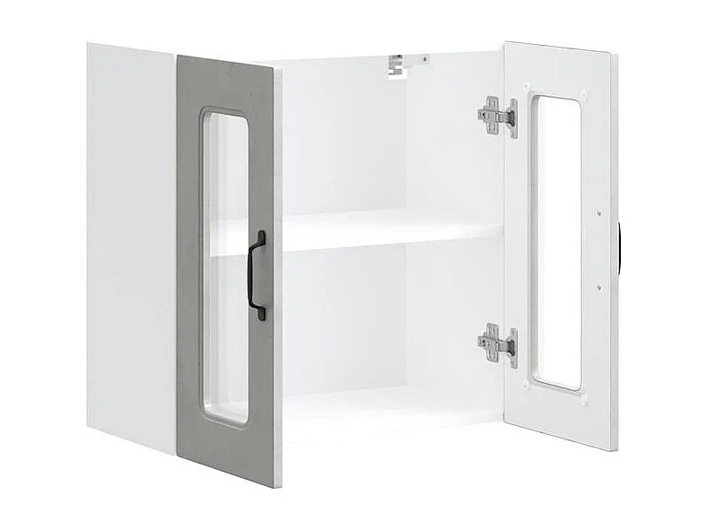 Armoire murale de cuisine avec porte en verre Kalmar gris béton