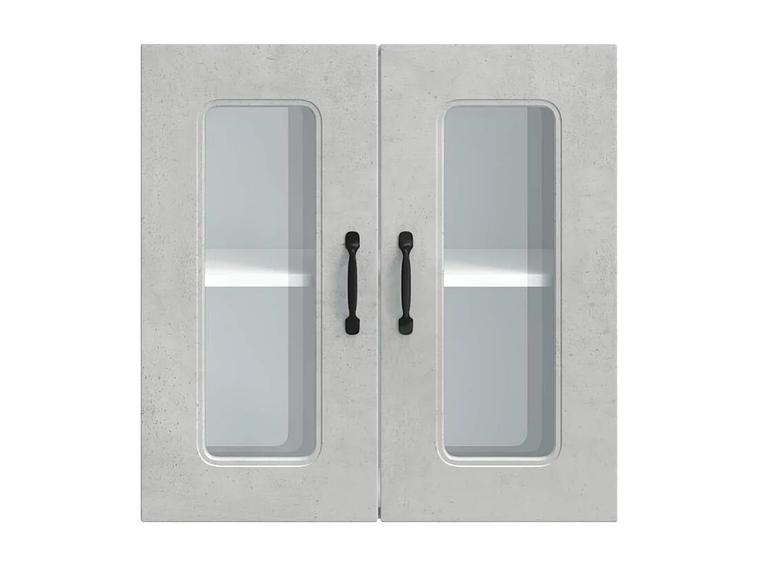 Armoire murale de cuisine avec porte en verre Kalmar gris béton