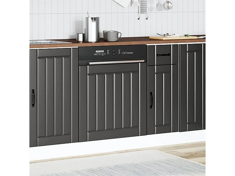 Panneau de lave-vaisselle Lucca noir bois d'ingénierie