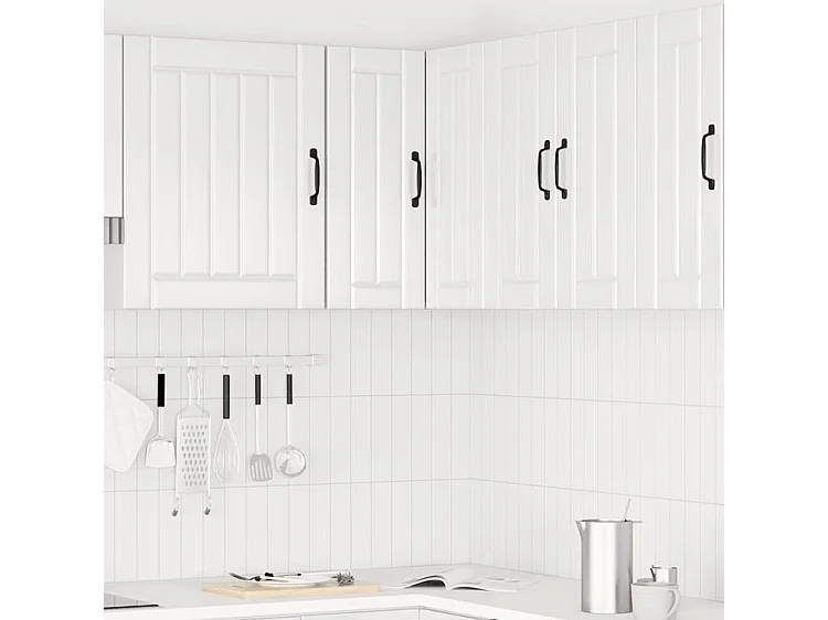Armoire murale d'angle de cuisine Lucca blanc brillant