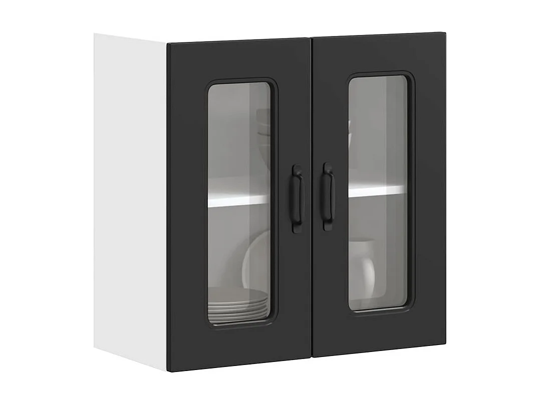 Armoire murale de cuisine avec porte en verre Kalmar noir