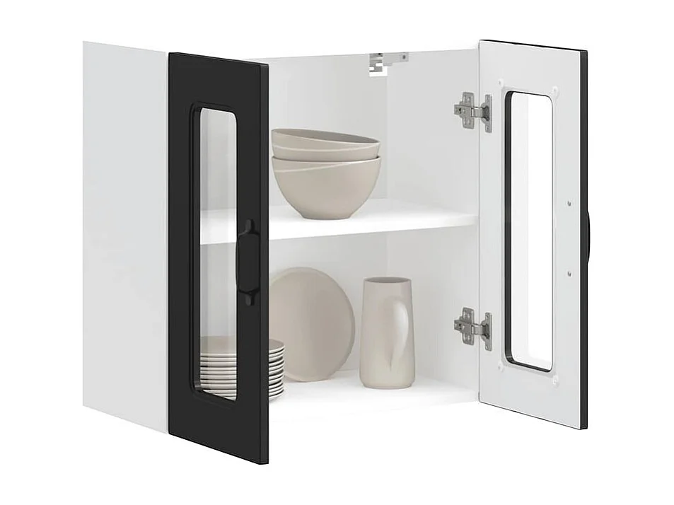 Armoire murale de cuisine avec porte en verre Kalmar noir