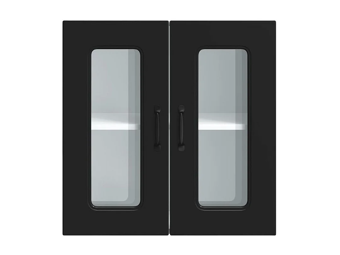 Armoire murale de cuisine avec porte en verre Kalmar noir