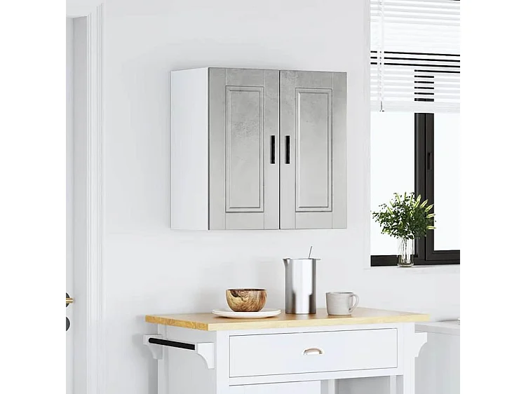 Armoire murale de cuisine Porto gris béton bois d'ingénierie