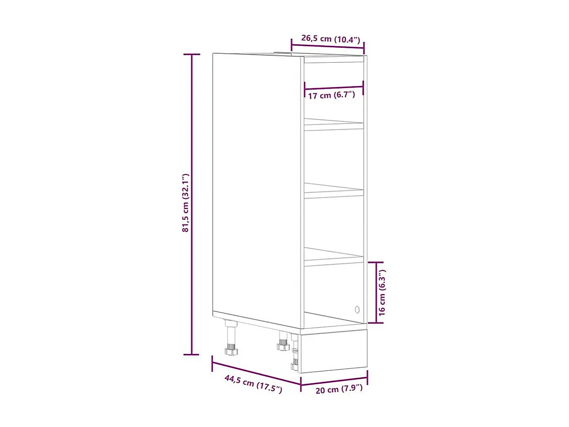 Armoire de plancher gris béton 20x44,5x81,5 bois d’ingénierie