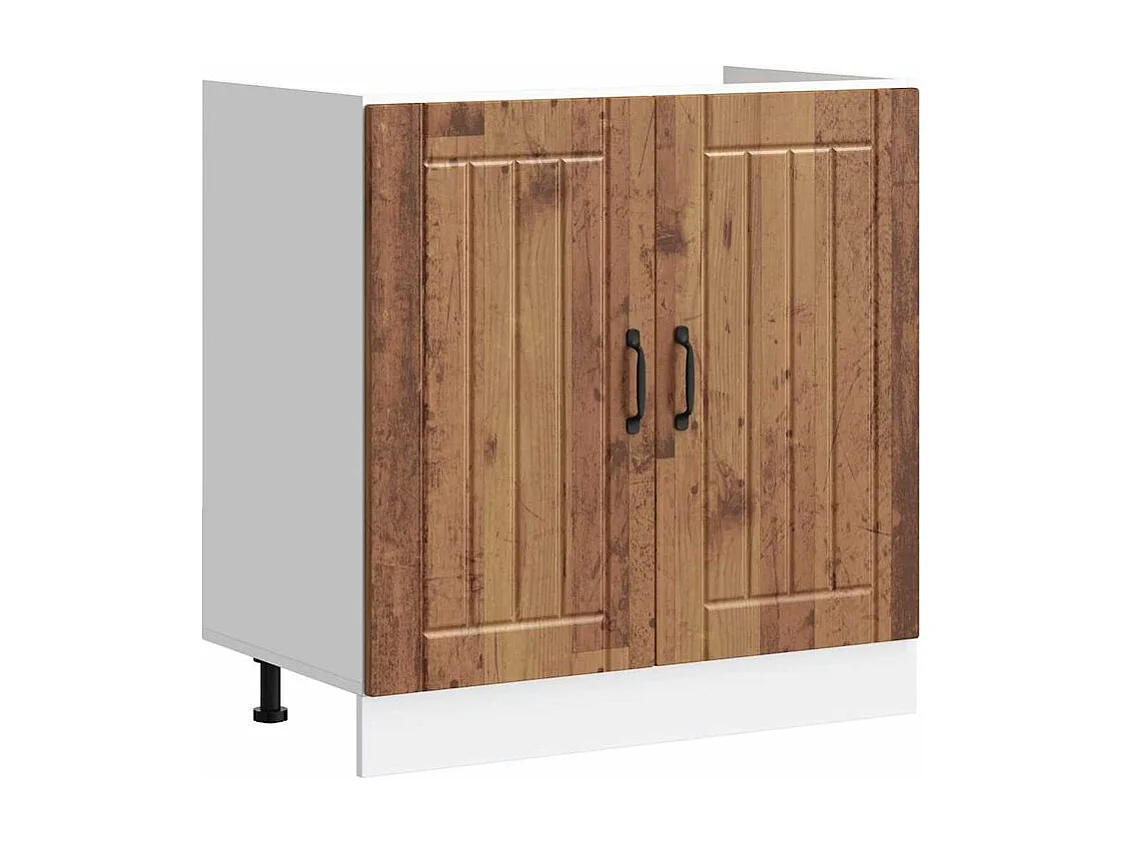 Meuble de base de lavabo Lucca vieux bois bois d'ingénierie