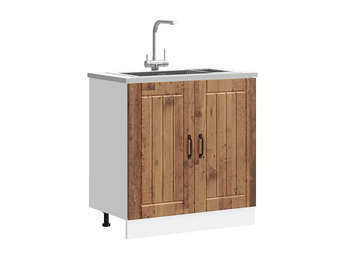 Meuble de base de lavabo Lucca vieux bois bois d'ingénierie