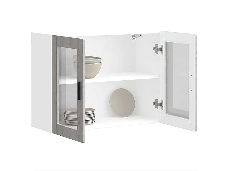 Armoire murale de cuisine avec porte en verre Porto sonoma gris